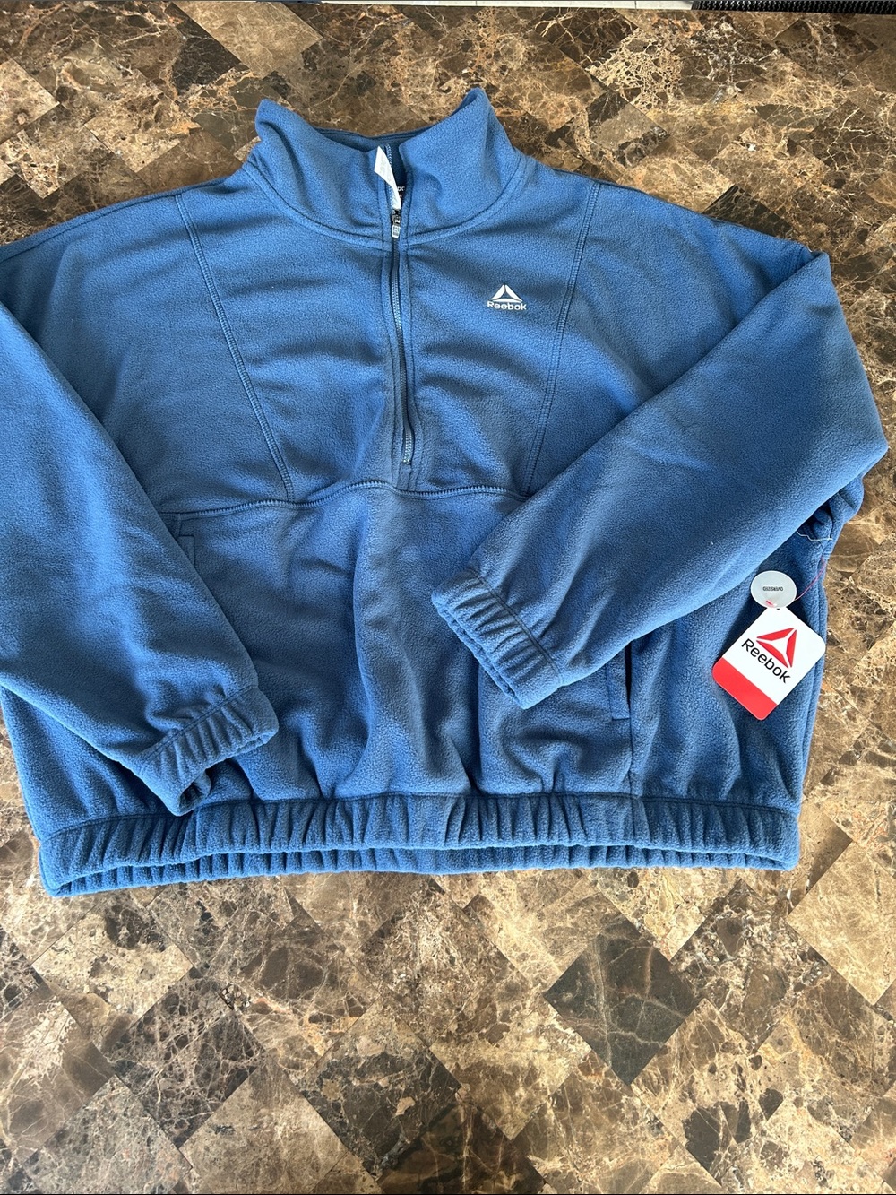 NWT 🆕 Reebok Women’s Blue Half-Zip Fleece Oversized Pullover